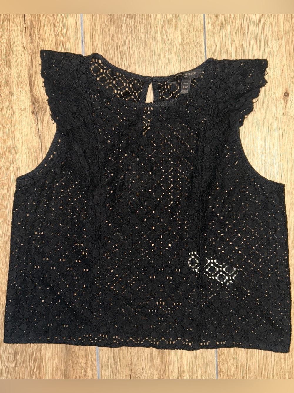 Banana Republic Black Lace Ruffle Sleeve Camisole